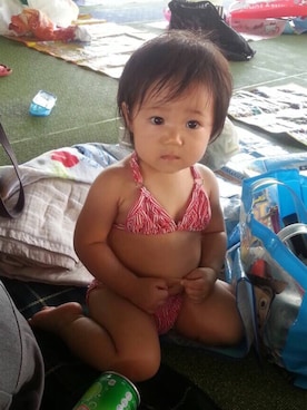 「アイテム（水着/着物・浴衣、レッド系）」を使った、せい♡すいさん（キッズ・80cm）の秋コーディネート