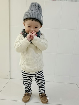 「babygap」｜「アイテム（モカシン/デッキシューズ）」を使った、SORAっち☁さん（キッズ・80cm）の冬コーディネート