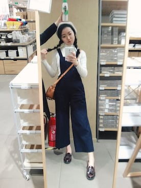 「MUJI」｜「アイテム（モカシン/デッキシューズ）」を使った、AHuiさん（レディース・163cm）の春コーディネート