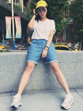 「UNIF（ユニフ）のアイテム（キャップ）」を使った、🌿💖Ｍuｍu木木💖🌿さん（レディース・166cm）の夏コーディネート