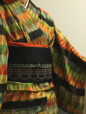 「アイテム（浴衣、グリーン系）」を使った、やまーしゃさん（レディース・156cm）の秋コーディネート