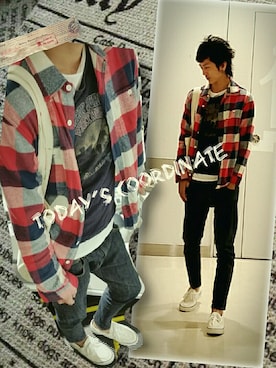 「Tシャツ重ね着」｜インスタ→bz178koshu48さん（メンズ・170cm）の秋コーディネート