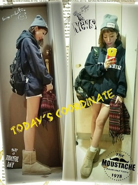「ロゴパーカー」｜「アイテム（その他シューズ）」を使った、インスタ→bz178koshu47さん（レディース・159cm）の秋コーディネート