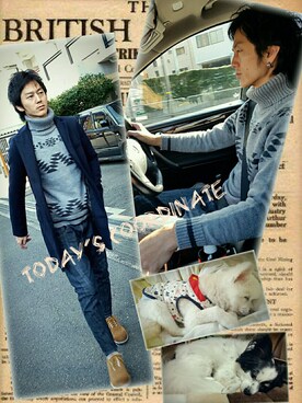 「アイテム（ピアス（片耳用））」を使った、インスタ→bz178koshu47さん（メンズ・170cm・30代）の冬コーディネート
