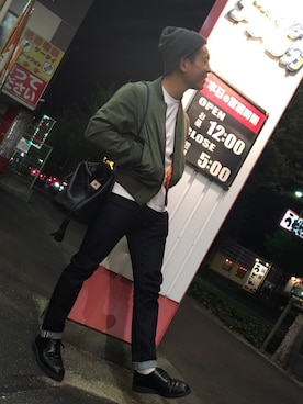 「ニットキャップ」｜「アイテム（MA-1）」を使った、iHさん（メンズ・170cm）の秋コーディネート