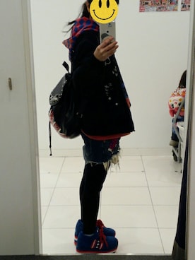 「ハイソールスニーカー」｜@mojiko569⇦変えましたさん（レディース・150cm）の冬コーディネート