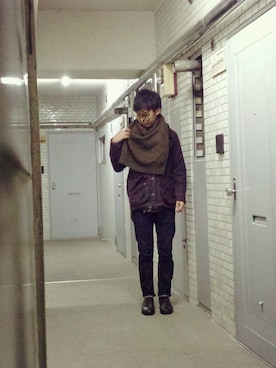 「アイテム（その他トップス、ブラウン系）」を使った、かりんとうさん（メンズ・165cm）の冬コーディネート