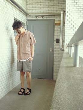「レーヨンシャツ」｜「アイテム（アクセサリー）」を使った、かりんとうさん（メンズ・165cm）の夏コーディネート
