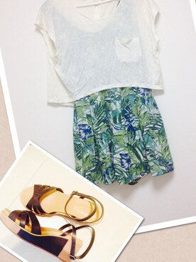 「アイテム（つなぎ/オールインワン、グリーン系）」を使った、MＩNAさん（レディース・150cm）の夏コーディネート