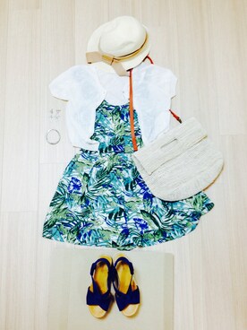 「アイテム（つなぎ/オールインワン、グリーン系）」を使った、MＩNAさん（レディース・150cm）の夏コーディネート