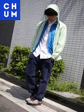 「ROKX（ロックス）のアイテム（パンツ）」を使った、chum-kenさん（メンズ・172cm）の春コーディネート