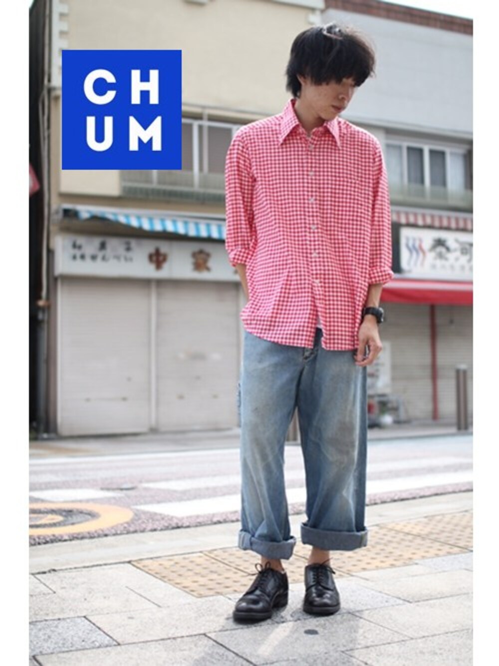 chum-kenさんの「古着　eternaギンガムチェックシャツ」を使ったコーディネート