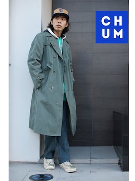 「アイテム（トレンチコート）」を使った、chum-kenさん（メンズ・172cm）の冬コーディネート