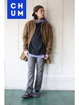 「アイテム（ミリタリージャケット）」を使った、chum-kenさん（メンズ・172cm・20代）の冬コーディネート