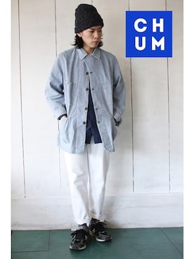 「アイテム（パーカー、ブルー系）」を使った、chum-kenさん（メンズ・172cm）の冬コーディネート