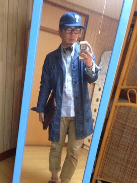 「TAKEO KIKUCHI（タケオキクチ）のアイテム（キャップ）」を使った、Ayato Kaminaさん（メンズ・171cm）の春コーディネート