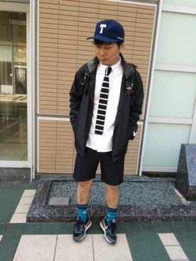 「TAKEO KIKUCHI（タケオキクチ）のアイテム（キャップ）」を使った、Ayato Kaminaさん（メンズ・171cm）の春コーディネート