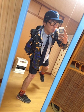 「TAKEO KIKUCHI（タケオキクチ）のアイテム（キャップ）」を使った、Ayato Kaminaさん（メンズ・171cm）の春コーディネート