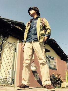 「RUGGED FACTORY（ラギッドファクトリー）のアイテム（帽子）」を使った、MAKOTO AI Kaminaさん（メンズ・171cm）の秋コーディネート