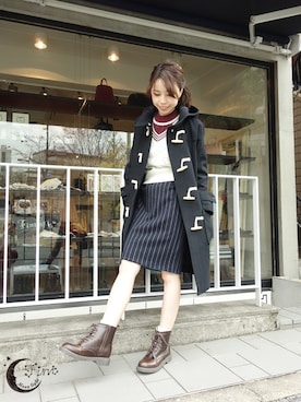「ロング丈ダッフル」｜「アイテム（ブーツ）」を使った、F i.n.tさん（レディース・157cm）の冬コーディネート