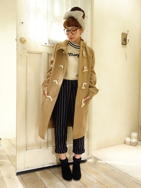 「ロゴニット」｜「アイテム（ブーティ）」を使った、F i.n.tさん（レディース・157cm）の冬コーディネート