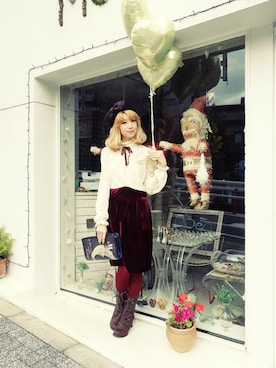 「ベロアスカート」｜「アイテム（ワンピース/ドレス）」を使った、F i.n.tさん（レディース・150cm）の冬コーディネート