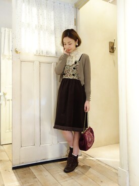 「コーディネート」｜「アイテム（ブーティ）」を使った、F i.n.tさん（レディース・157cm）の秋コーディネート