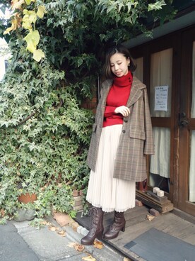 「F i.n.t（フィント）のアイテム（その他アウター）」を使った、F i.n.tさん（レディース・157cm）の冬コーディネート