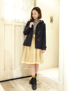 「F i.n.t（フィント）のアイテム（ピーコート）」を使った、F i.n.tさん（レディース・157cm）の冬コーディネート