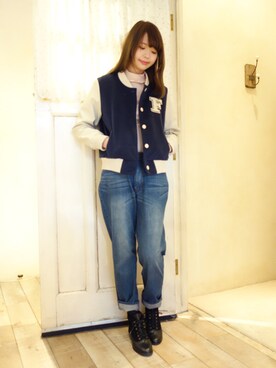 「F i.n.t（フィント）のアイテム（ブルゾン）」を使った、F i.n.tさん（レディース・157cm）の冬コーディネート