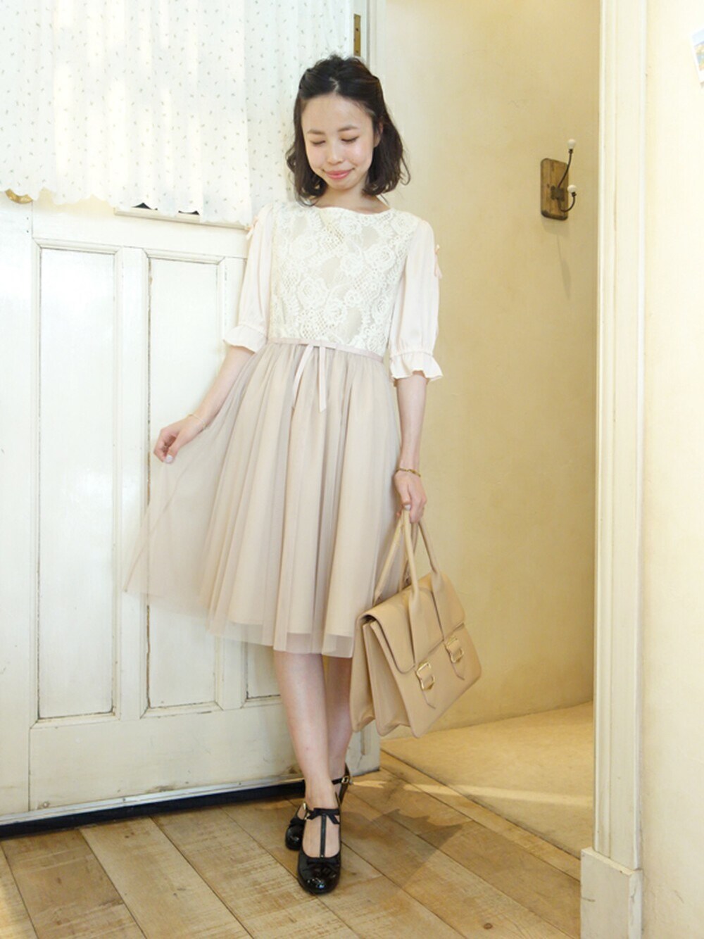 「 ワンピース、パーティスタイル、 レース、夏コーデ、 シンプルコーデ、 ガーリー、an another angelus、fint、 ootd、Fintの夏フェス」｜「an another angelusのレースチュールドッキングワンピース/an another angelus（ワンピース、その他）」を使った、F i.n.tさん（レディース・158cm）の春コーディネートの1枚目の写真