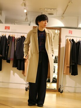「PUMA」｜「アイテム（チェスターコート）」を使った、Lui's 池袋 STAFF  芳村さん（メンズ・173cm）の冬コーディネート
