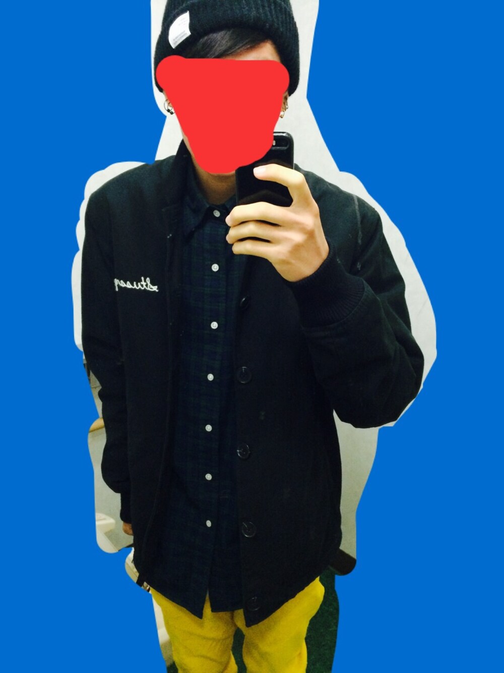 「stussy、シャツ、ラルフローレン、Polo Ralph Lauren、黄色、ニット帽、スケボー」｜「POLO RALPH LAURENのアイテム（シャツ/ブラウス、グリーン系）」を使った、スペースファイヤーエクセレントボーイさん（メンズ・174cm）の秋コーディネートの1枚目の写真