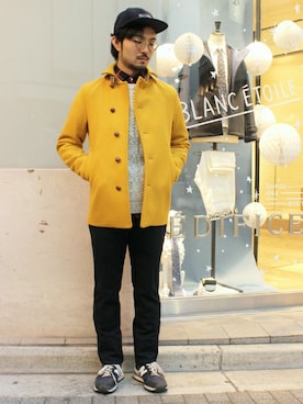 「EDIFICE（エディフィス）のアイテム（キャップ）」を使った、EDIFICE新宿店さん（メンズ・171cm）の冬コーディネート