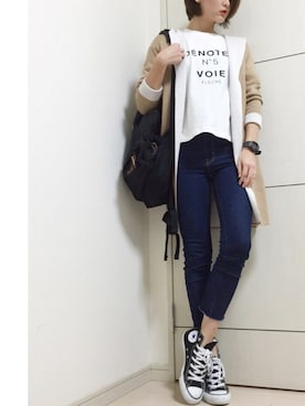 「切りっぱなし」｜「アイテム（アナログ腕時計）」を使った、あかいろさん（レディース・163cm）の春コーディネート