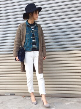 「GLOBAL WORK（グローバルワーク）のフェルトナカオレＨＡＴ/565115（ハット）」を使った、あかいろさん（レディース・163cm）の秋コーディネート