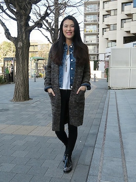 「GAP（ギャップ）のアイテム（デニムジャケット）」を使った、Akikoさん（レディース・167cm）の冬コーディネート