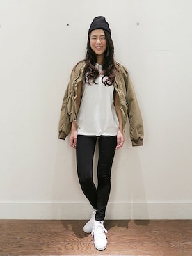 「GAP（ギャップ）のアイテム（ブルゾン）」を使った、Akikoさん（レディース・167cm）の冬コーディネート