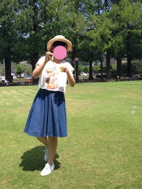 「rps（アールピーエス）のアイテム（デニムスカート）」を使った、おの  らんさん（レディース・160cm）の春コーディネート