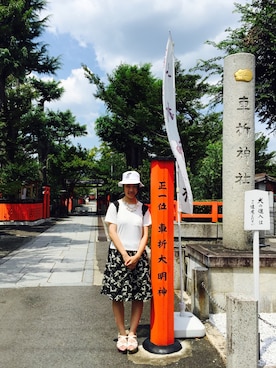 「M.Y.O.B（エム.ワイ.オー.ビー）のアイテム（キャスケット）」を使った、erikaさん（レディース・165cm）の夏コーディネート