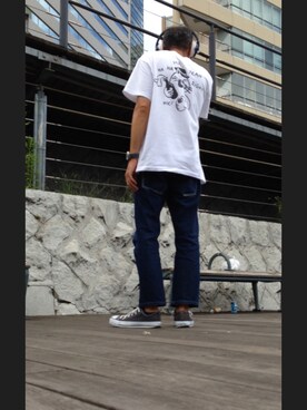 「白Tシャツ×デニム」｜「アイテム（CD）」を使った、nabuさん（メンズ・165cm）の夏コーディネート