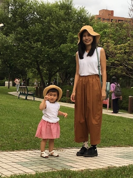「RETRO GIRL（レトロガール）のアイテム（パンツ）」を使った、橙-Orenji-さん（キッズ・90cm）の夏コーディネート