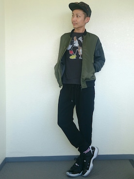「ミッキー」｜「アイテム（スタジャン）」を使った、matsu★さん（メンズ・167cm）の秋コーディネート