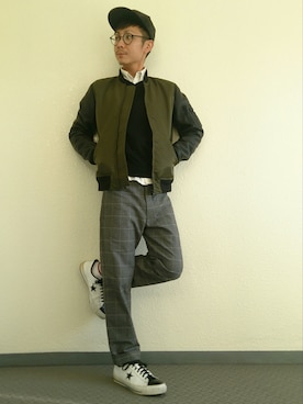 「ウィンドウペン」｜「アイテム（スタジャン）」を使った、matsu★さん（メンズ・167cm）の秋コーディネート