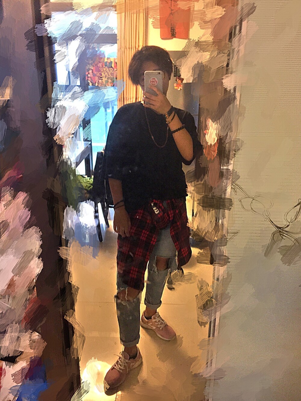 「hip-hop」｜「NEW BALANCEのアイテム（スニーカー、ピンク系）」を使った、Barobanafish さん（レディース・170cm）の夏コーディネートの1枚目の写真