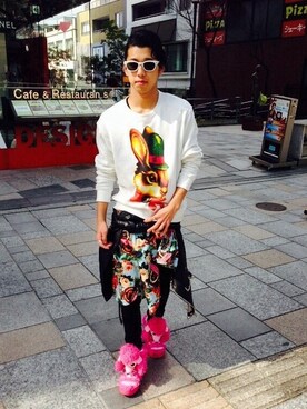 「JOYRICH」｜「アイテム（ライダースジャケット）」を使った、ーハールートーさん（メンズ・171cm）の春コーディネート