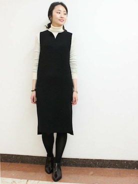 「タートルネック」｜「アイテム（ニット/セーター）」を使った、かなさん（レディース・169cm）の冬コーディネート