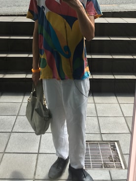 「PUBLIC IMAGE（パブリックイメージ）のアイテム」を使った、健太郎さん（メンズ・179cm）の夏コーディネート