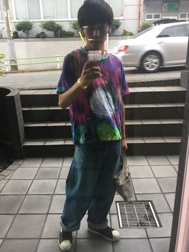 「PUBLIC IMAGE（パブリックイメージ）のアイテム」を使った、健太郎さん（メンズ・179cm）の夏コーディネート