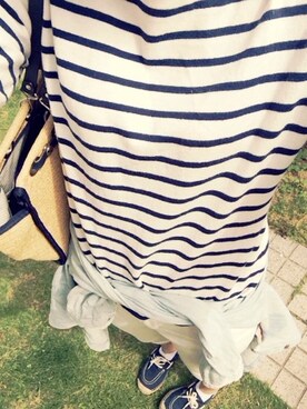 「POLO RALPH LAUREN（ポロ ラルフ ローレン）のアイテム（スニーカー、ブルー系）」を使った、ふさん（レディース）の夏コーディネート